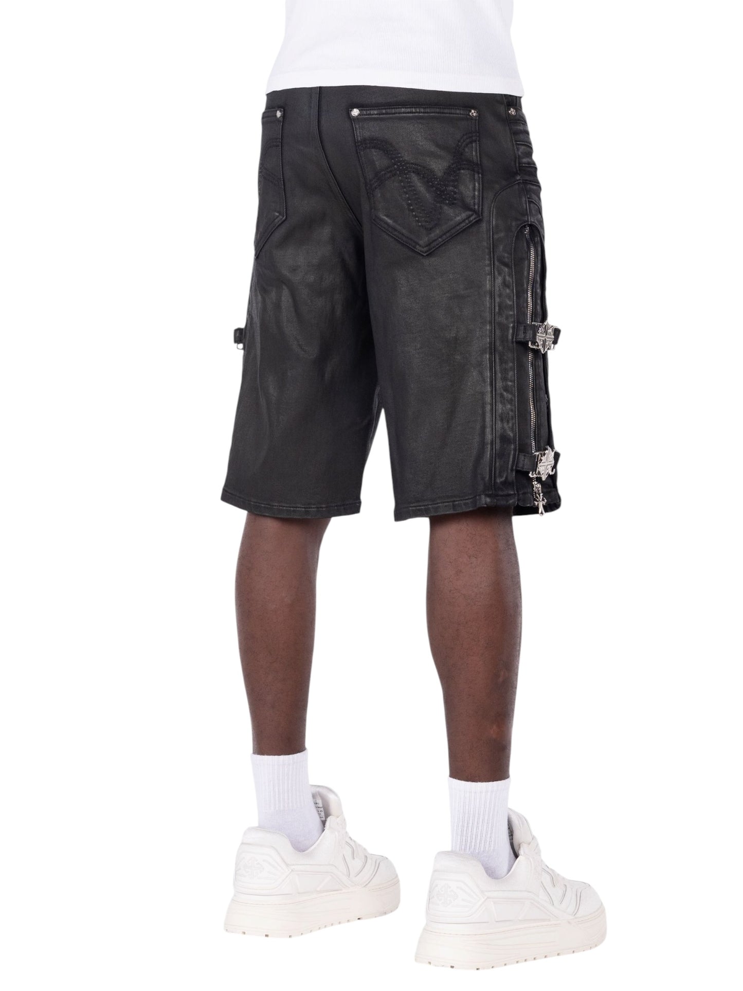 Guapi All Black Cross Buckle Shorts