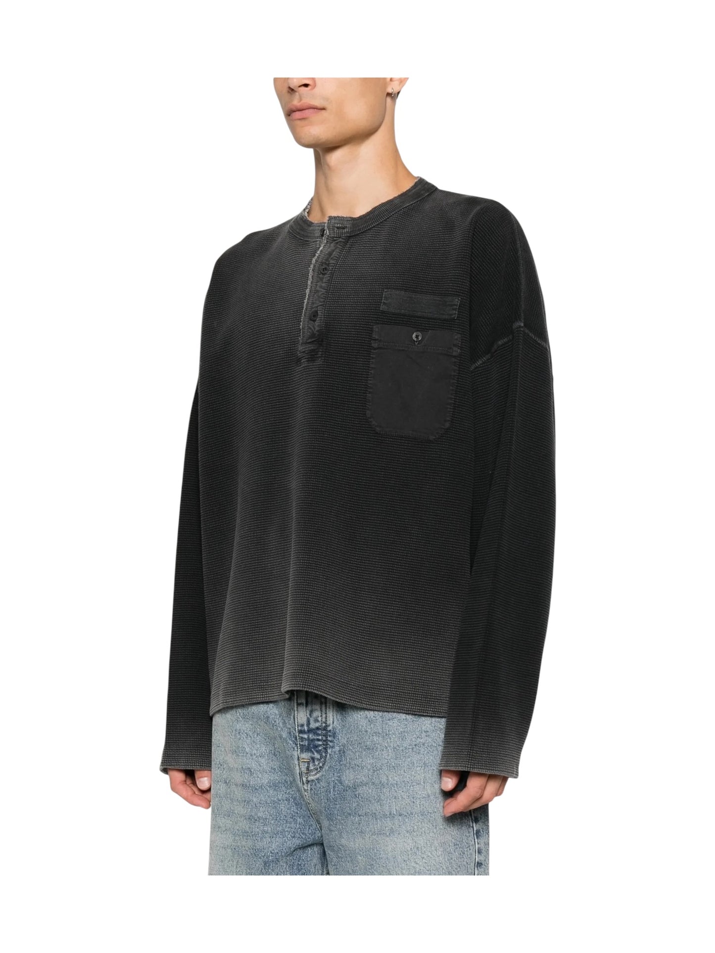 Represent MLM100907-06 Henley Sweat Vtg Black