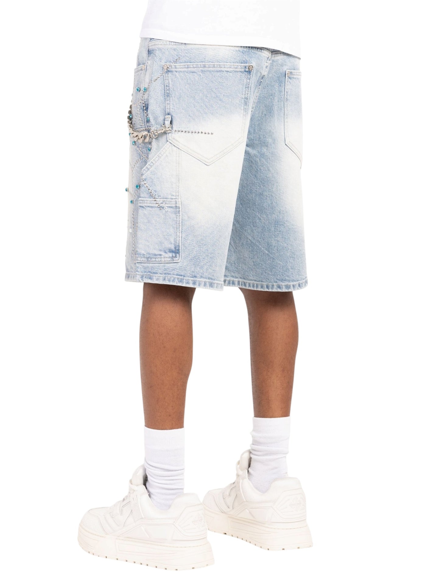 Guapi Aqua Blue Spider Denim Shorts