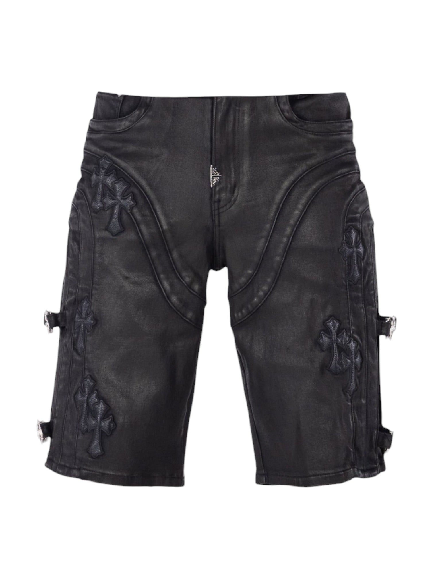 Guapi All Black Cross Buckle Shorts
