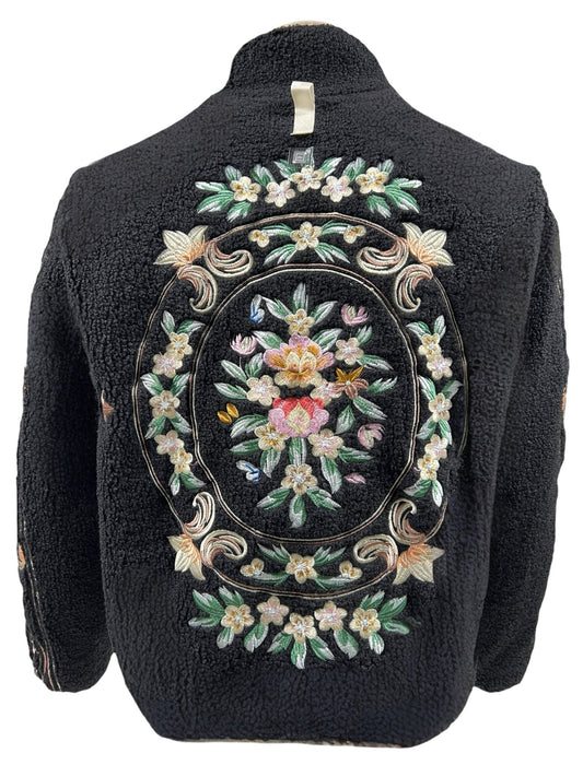 Advisory Board Crystals Floral Fleece Zip-Up Black