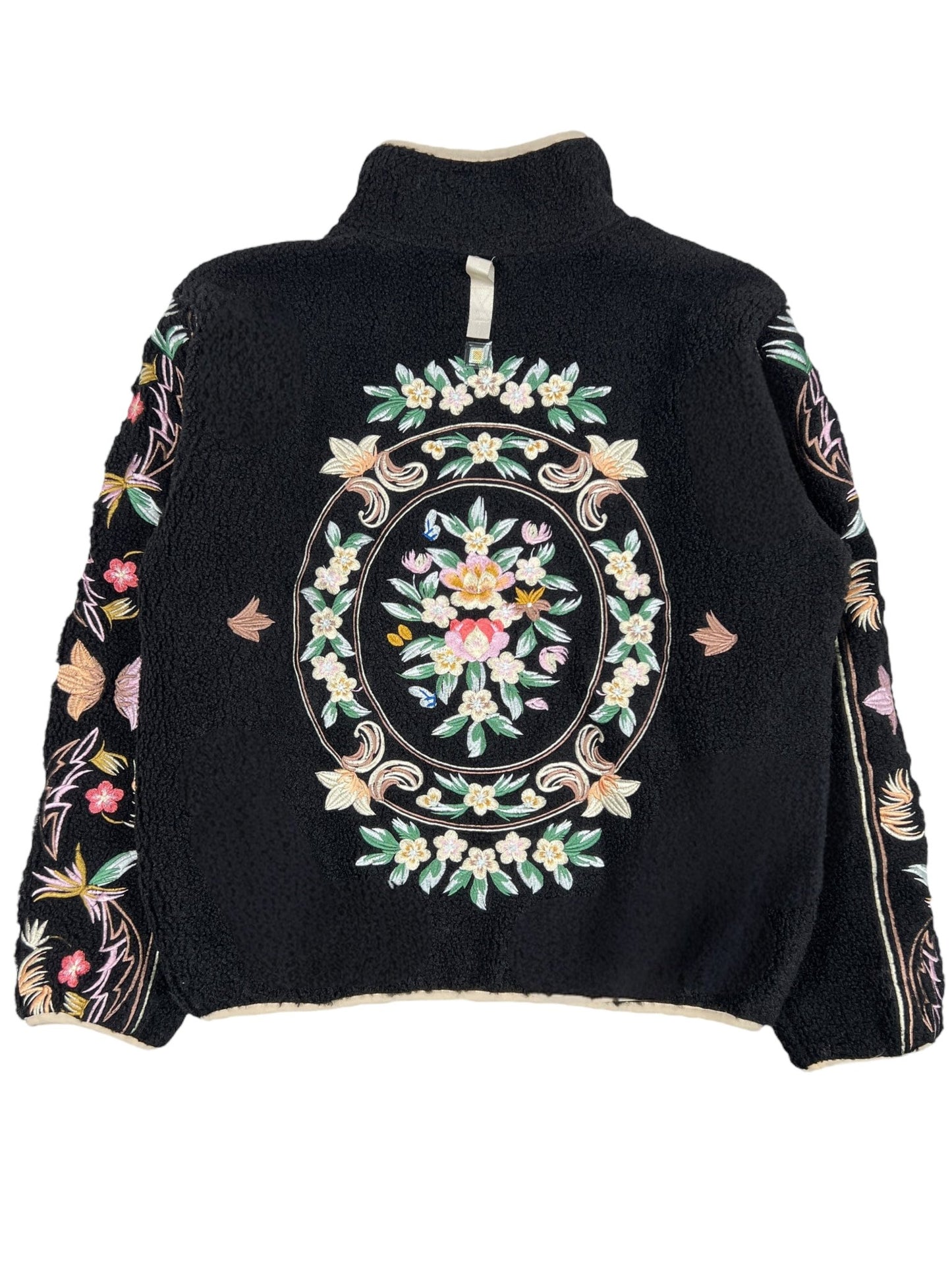 Advisory Board Crystals Floral Fleece Zip-Up Black