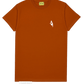 The AL AIN Al Ain AMHX-S820 Almas T-shirt Ambra is a rust-colored Italian-made 100% cotton tee with a small white "A" and Arabic text on the left chest plus an "Al Ain" neck label.