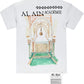 The AL AIN Al Ain AMHX-S821 Makan T-shirt Natural is a white 100% cotton tee with a watercolor ornate archway and "AL AIN ACADÉMIE" print. Made in Italy for premium comfort and style.