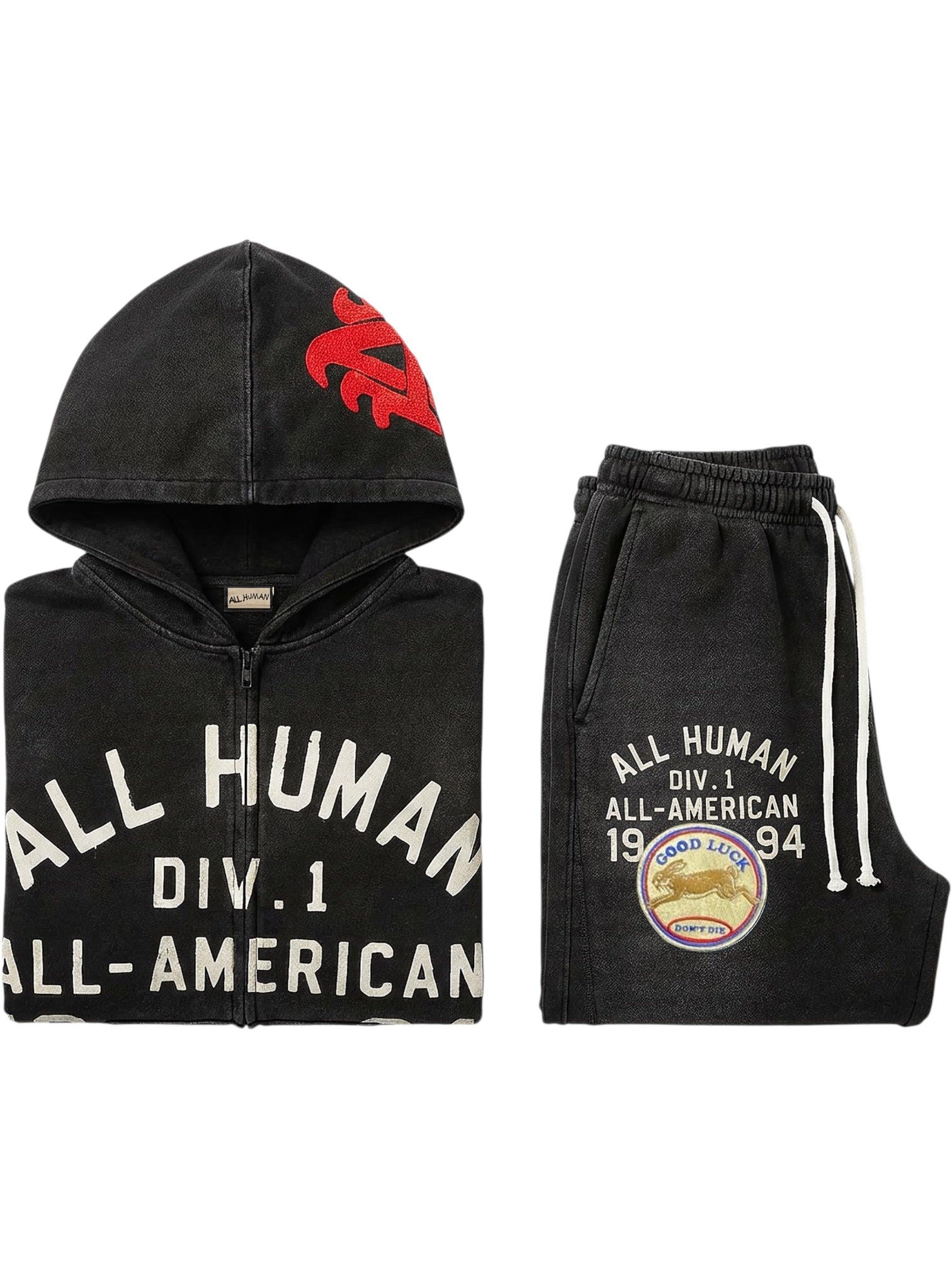 All Human Deli Full Zip Set Black Wash