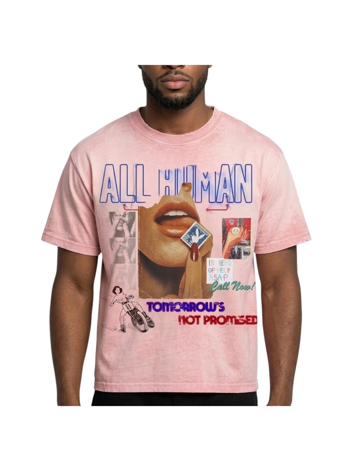 All Human Digits Tee Lt Pink Wash