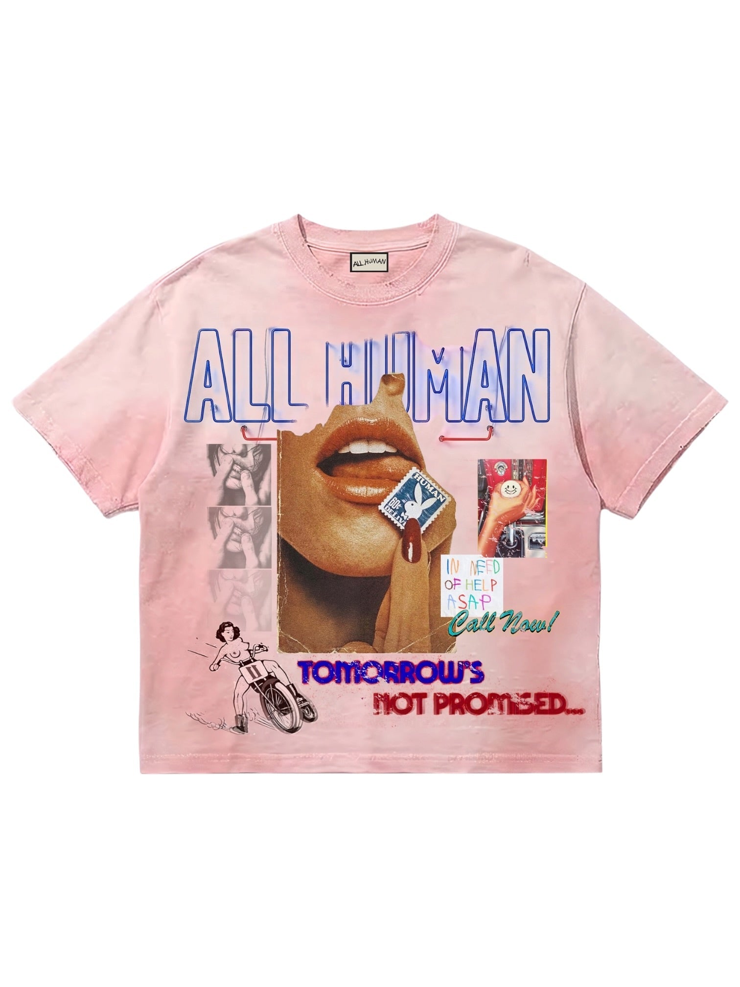 All Human Digits Tee Lt Pink Wash
