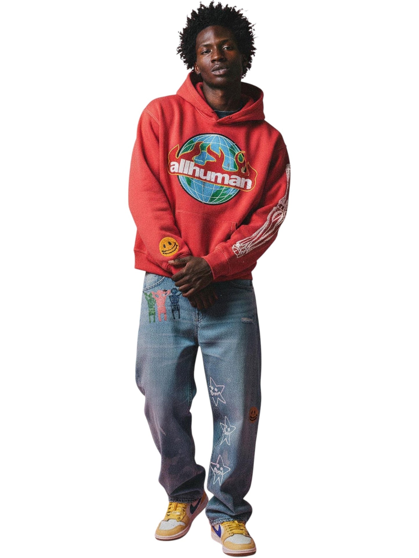 All Human End is Near Hoodie Red Wash