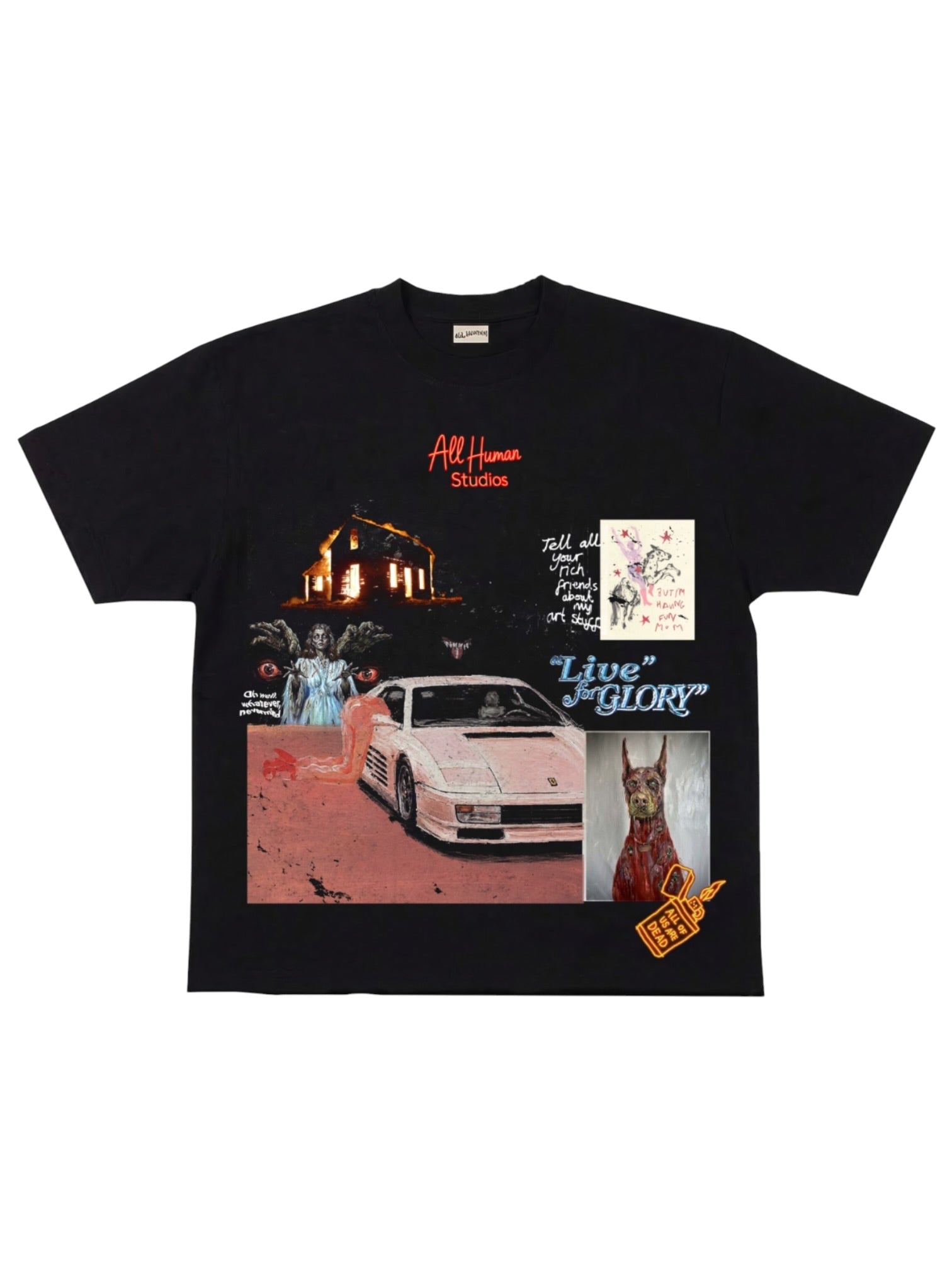 Probus All Human White Ferrari T-shirt Black All Human White Ferrari T-shirt Black BLACK