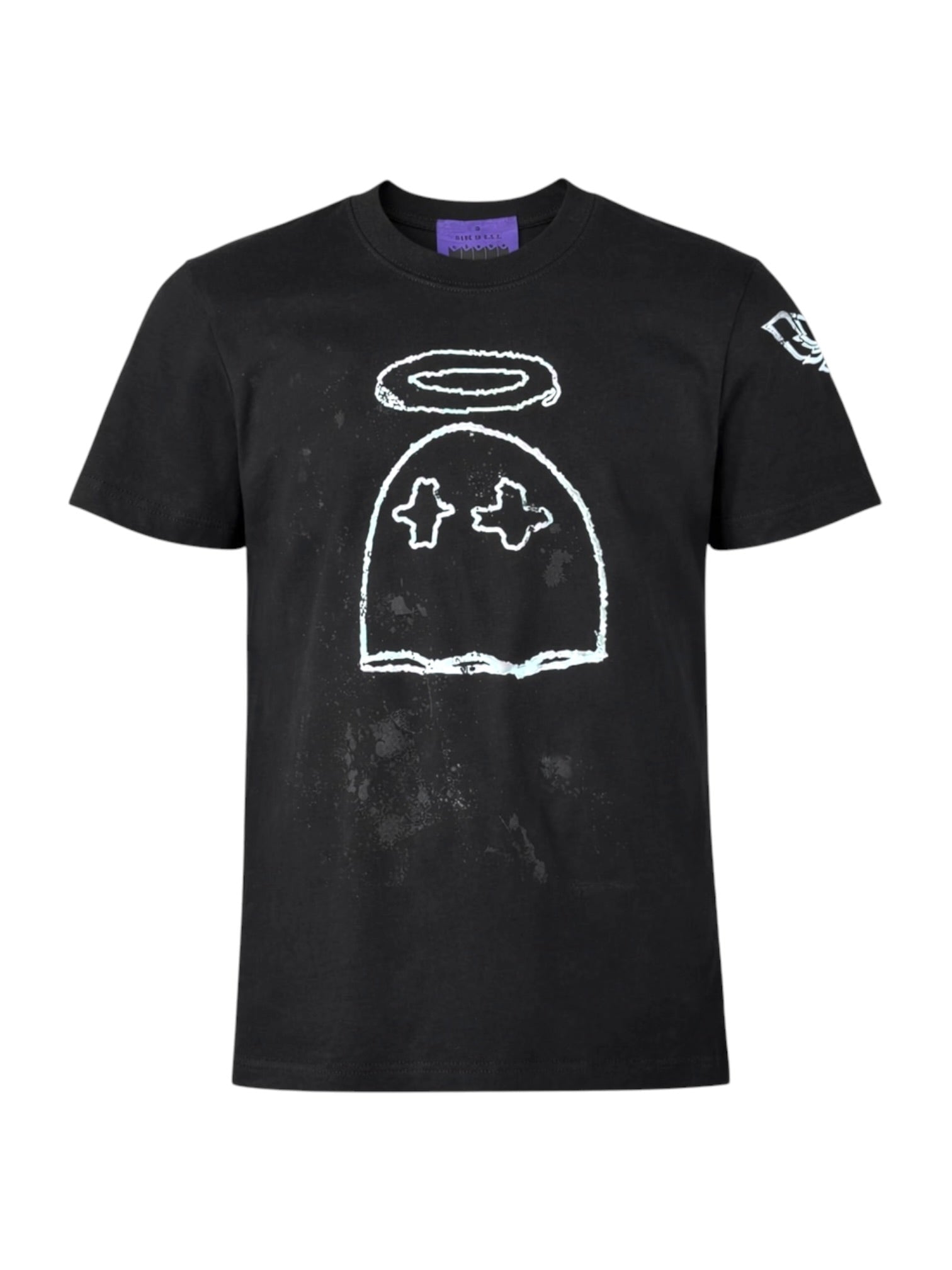 B Wood Outline Ghost Tee Black