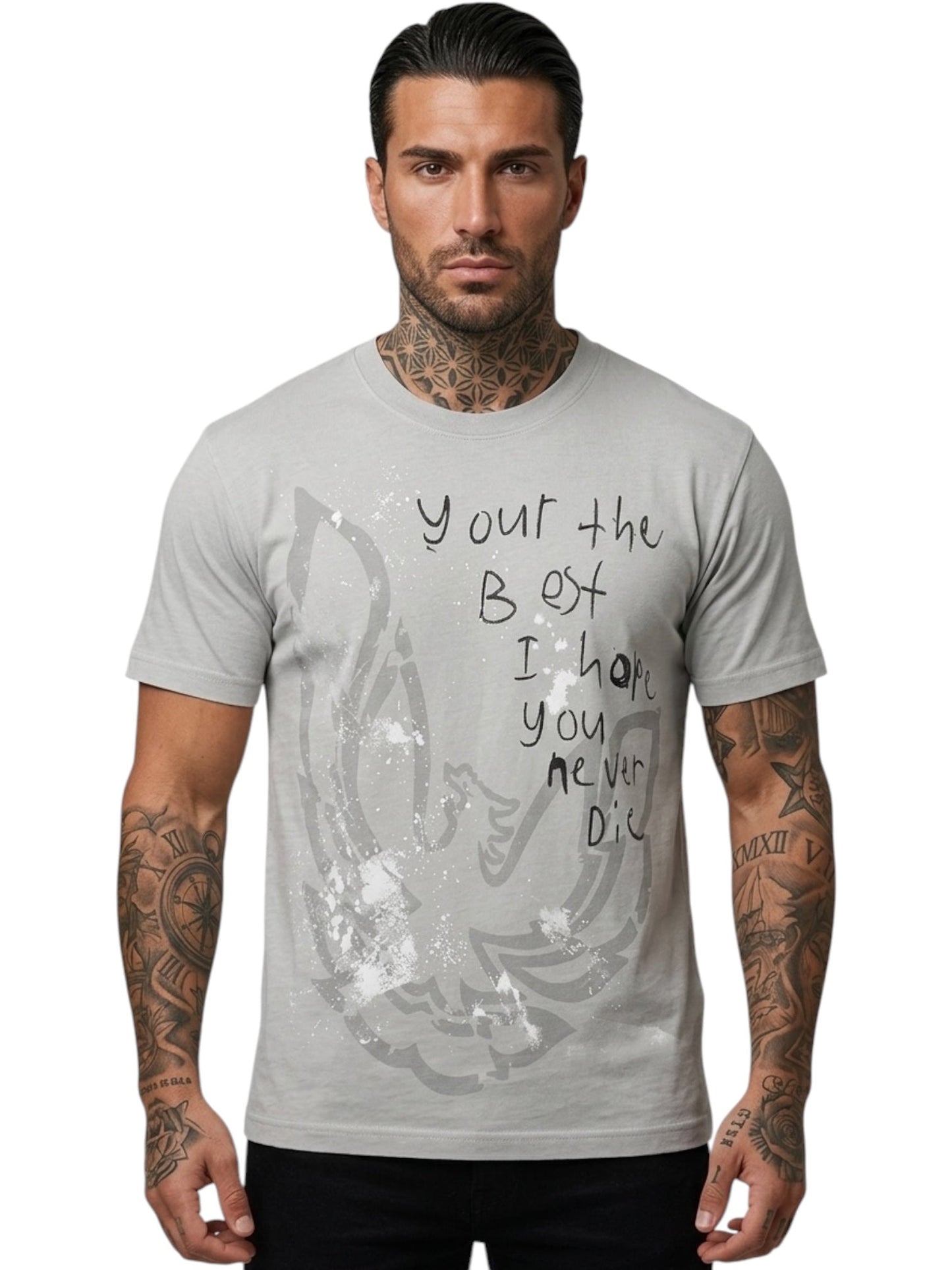 B Wood Your The Best.. Never Die Tee Grey