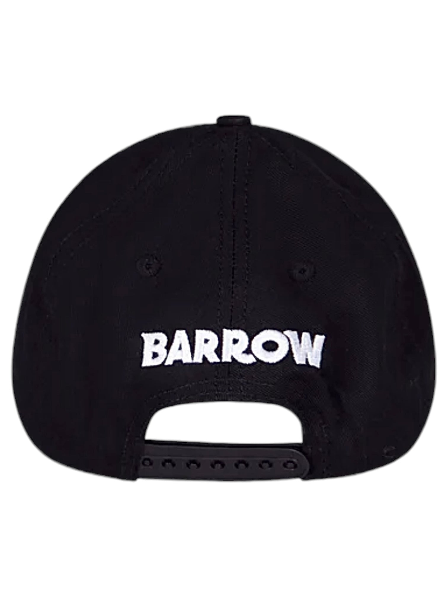 The Barrow F4bwuabc027 Trucker Nero/Black hat by BARROW features a black design with an adjustable strap and a 3D patch on the front, while "BARROW" is embroidered in white on the back.