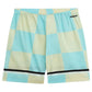 Barrow S5BWUABE074 Popeline Shorts by BARROW in light blue with beige checkered pattern, featuring black horizontal stripes near the hem and an elastic waistband for comfort.