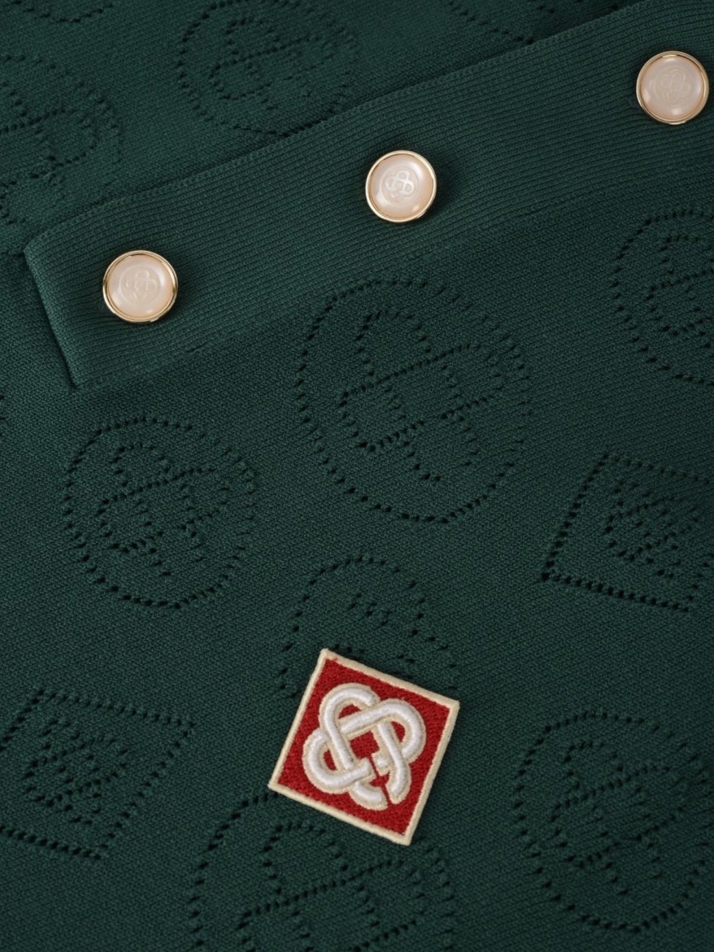 Probus Casablanca Pointelle LS Polo Shirt Green Casablanca Pointelle LS Polo Shirt Green GREEN