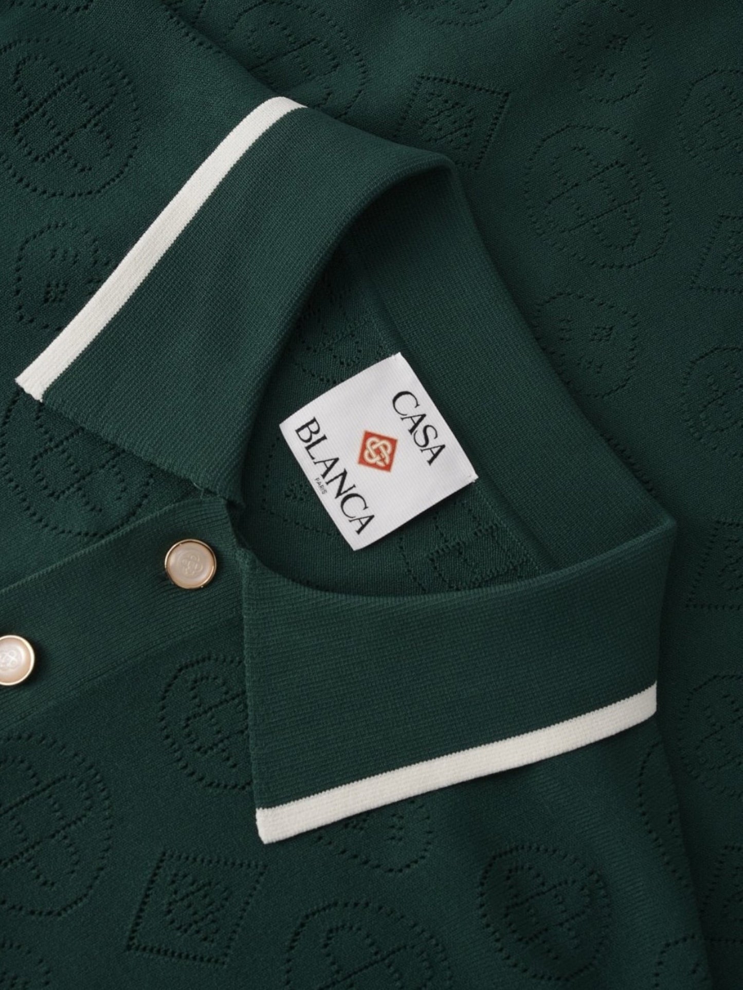Probus Casablanca Pointelle LS Polo Shirt Green Casablanca Pointelle LS Polo Shirt Green GREEN