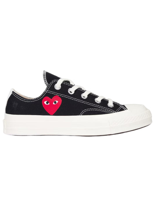 Comme des Garcons A08804C Small Red Heart Low Top Black