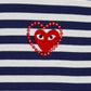 Comme Des Garcons P1T806 T-Shirt Metalstone Heart Nvy/Wht