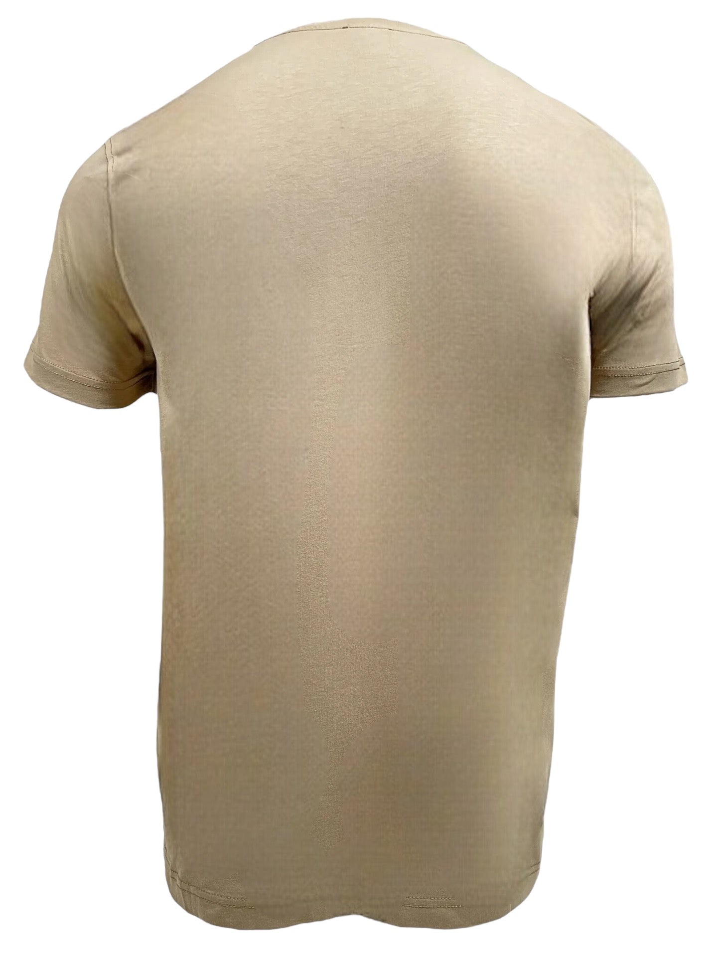 A simple brown cotton T-shirt from Diesel, shown from the back, elegantly highlights its minimalist style.