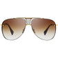 The DITA Decade Two DRX-2082-B-BLK-GLD features gold and brown gradient lenses, an 18-karat gold-plated aviator frame with a double bridge, shown against a white background.