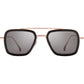 The DITA Flight 006 7806-E-52 sunglasses feature a square shape, dark anti-reflective lenses, a gold metal frame, titanium temples, and a double bridge design.