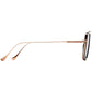 A side view of the DITA Flight 006 7806-E-52 eyeglasses featuring thin rose gold titanium temples and black rectangular frames.