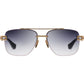 The DITA Grand-Evo One DTS138-A-01 sunglasses feature a gold metal aviator frame, rectangular gradient lenses, black temple arms, and a titanium center, shown from the front on a white background.