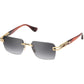 The DITA Meta-Evo One DTS147-A-04 sunglasses feature rimless square frames, dark gradient lenses, gold metal accents, and brown temples—ideal for anyone who loves retro-inspired modern eyewear.