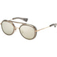 The DITA Spacecraft 19017-C-GRY-GLD-52 sunglasses feature gold-framed, round mirrored lenses with black temple tips, inspired by aviation, and are displayed at an angle on a white background.