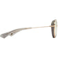 Side view of DITA Spacecraft 19017-C-GRY-GLD-52 hybrid eyeglasses with round lenses, gold bridge, and distinct temple tips showcasing overlapping metal and plastic accents.