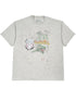 The Domrebel Conflict T-shirt Greige by DOM REBEL features an original abstract dragon graphic and the word "trouble" on the front.