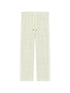 Drôle de Monsieur G-BP183-CO186-LGN Pantalon Tweed Grn: Light green textured tweed pants with elasticated waist, drawstring, and white guipure piping along the sides, shown on a white background.
