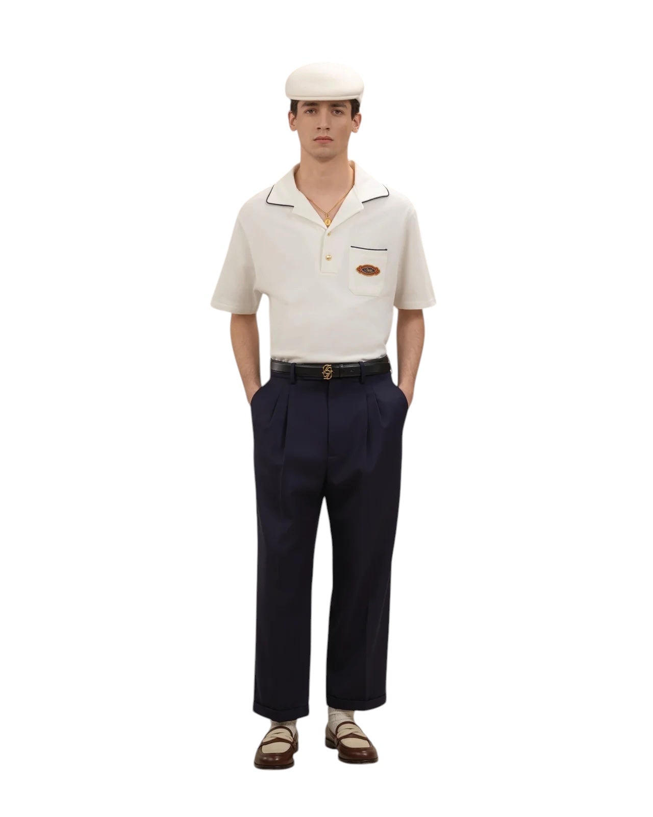 Drôle de Monsieur K-PL165-CO264-OW Polo Drôle Patch Off White