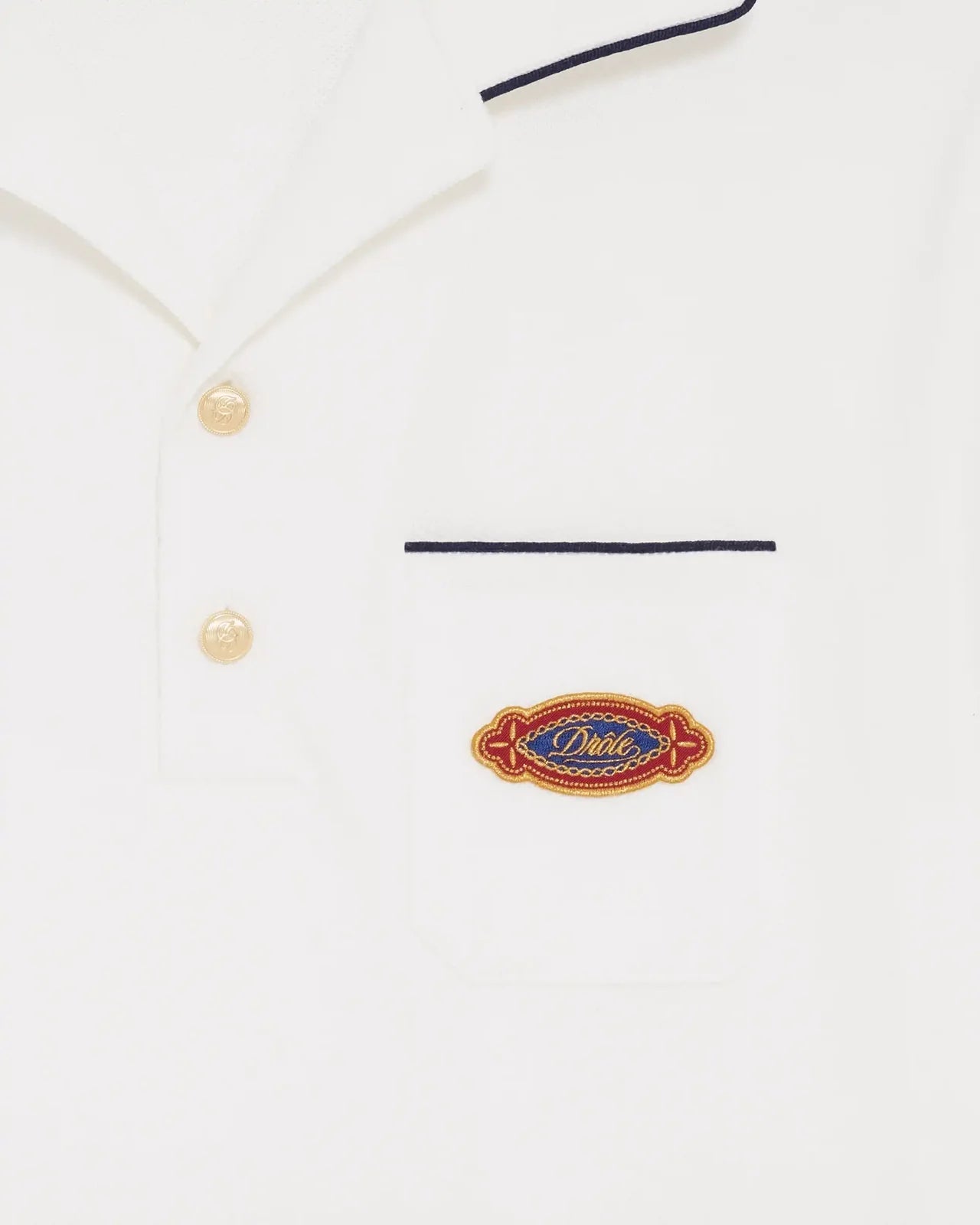 Drôle de Monsieur K-PL165-CO264-OW Polo Drôle Patch Off White