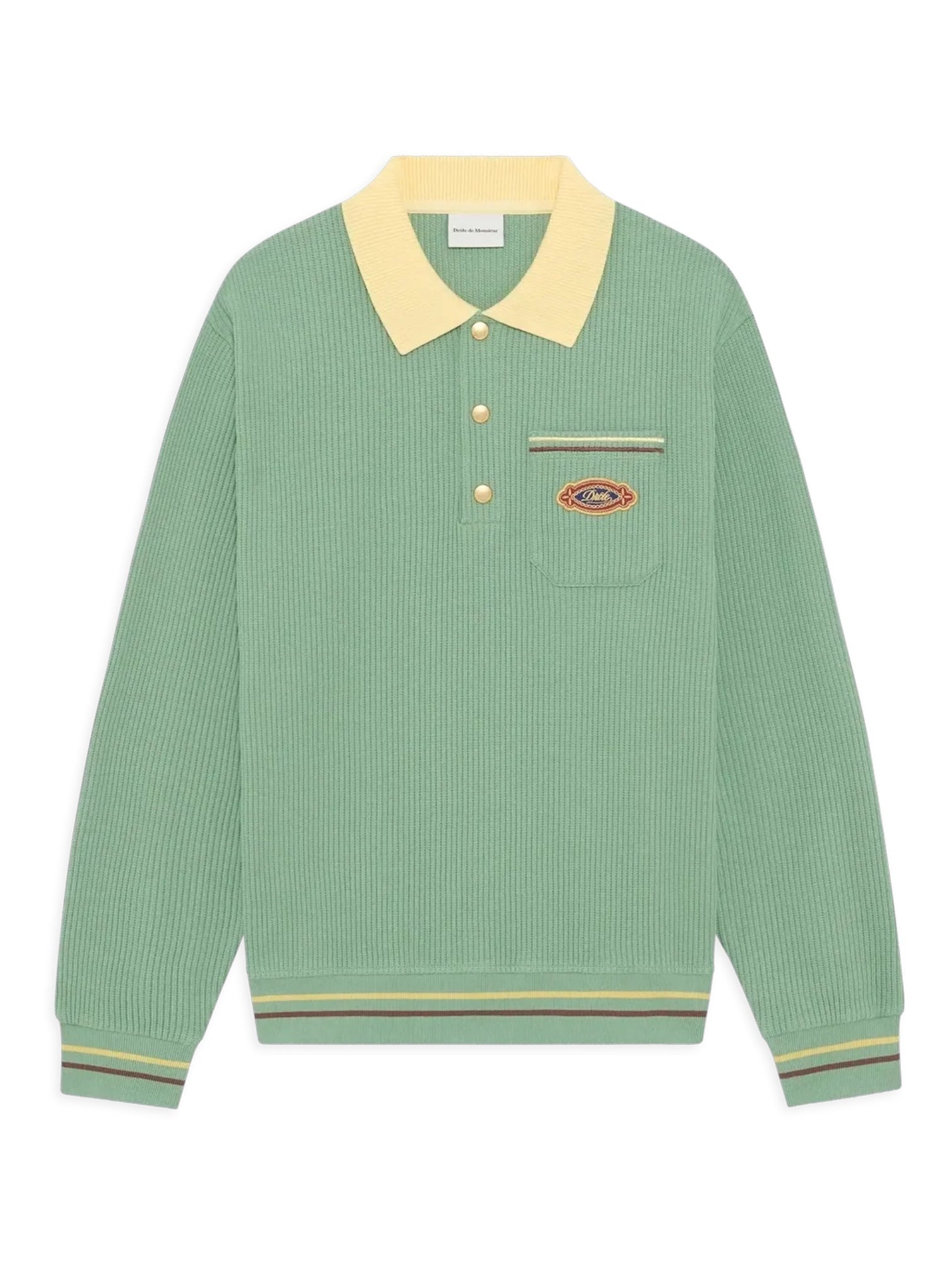 Drôle de Monsieur K-PL167-CO265-LGN Polo ML Drôle Patch Green