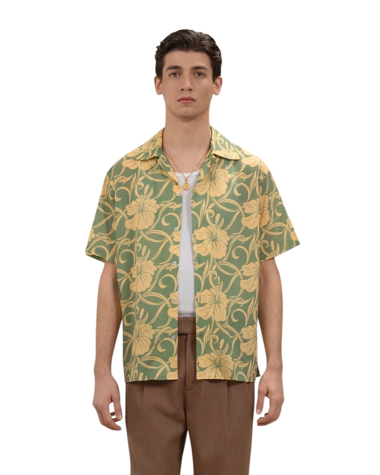 Drôle de Monsieur K-SH228-CO2-88-GN Chemise Hibiscus Green GREEN M