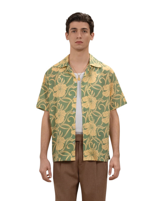 Drôle de Monsieur K-SH228-CO2-88-GN Chemise Hibiscus Green GREEN M