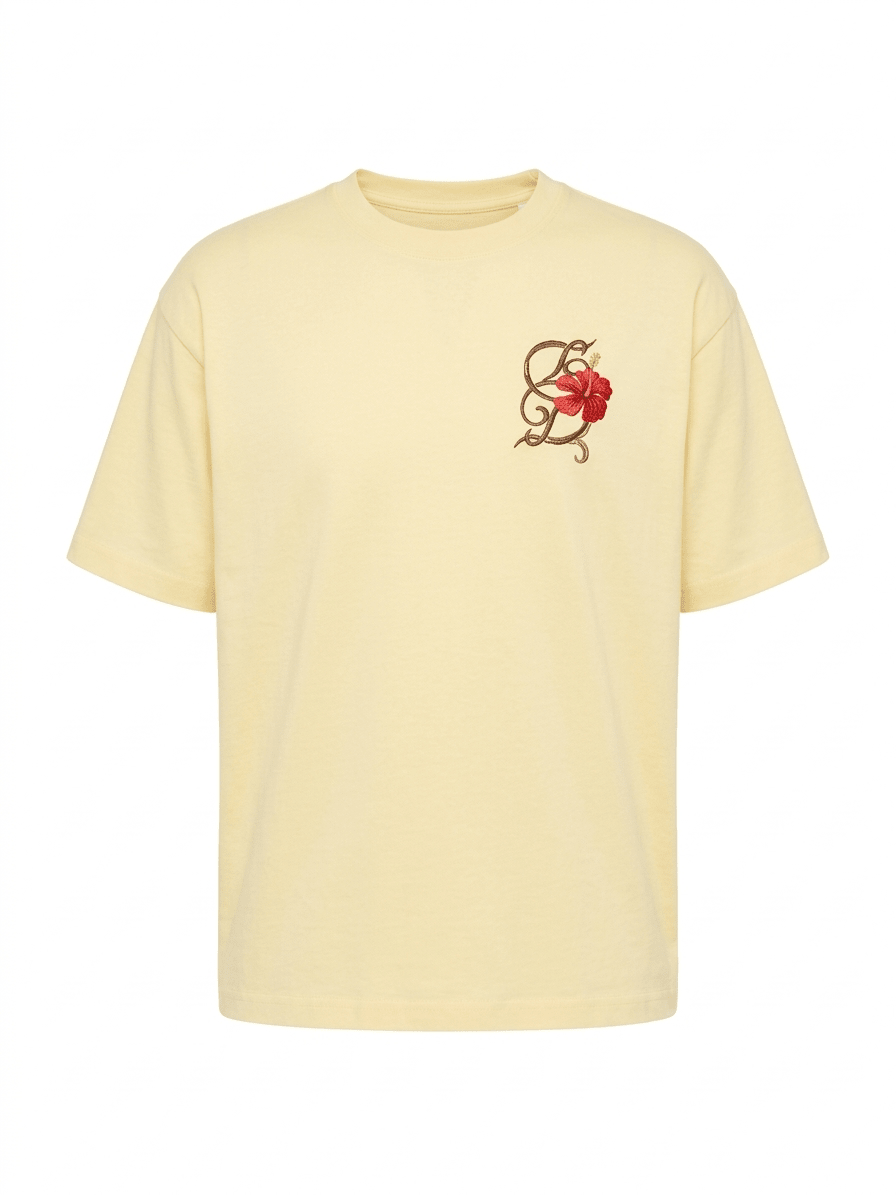 Drôle de Monsieur K-TS316-CO248-LYL T-Shirt D Hibiscu Yellow