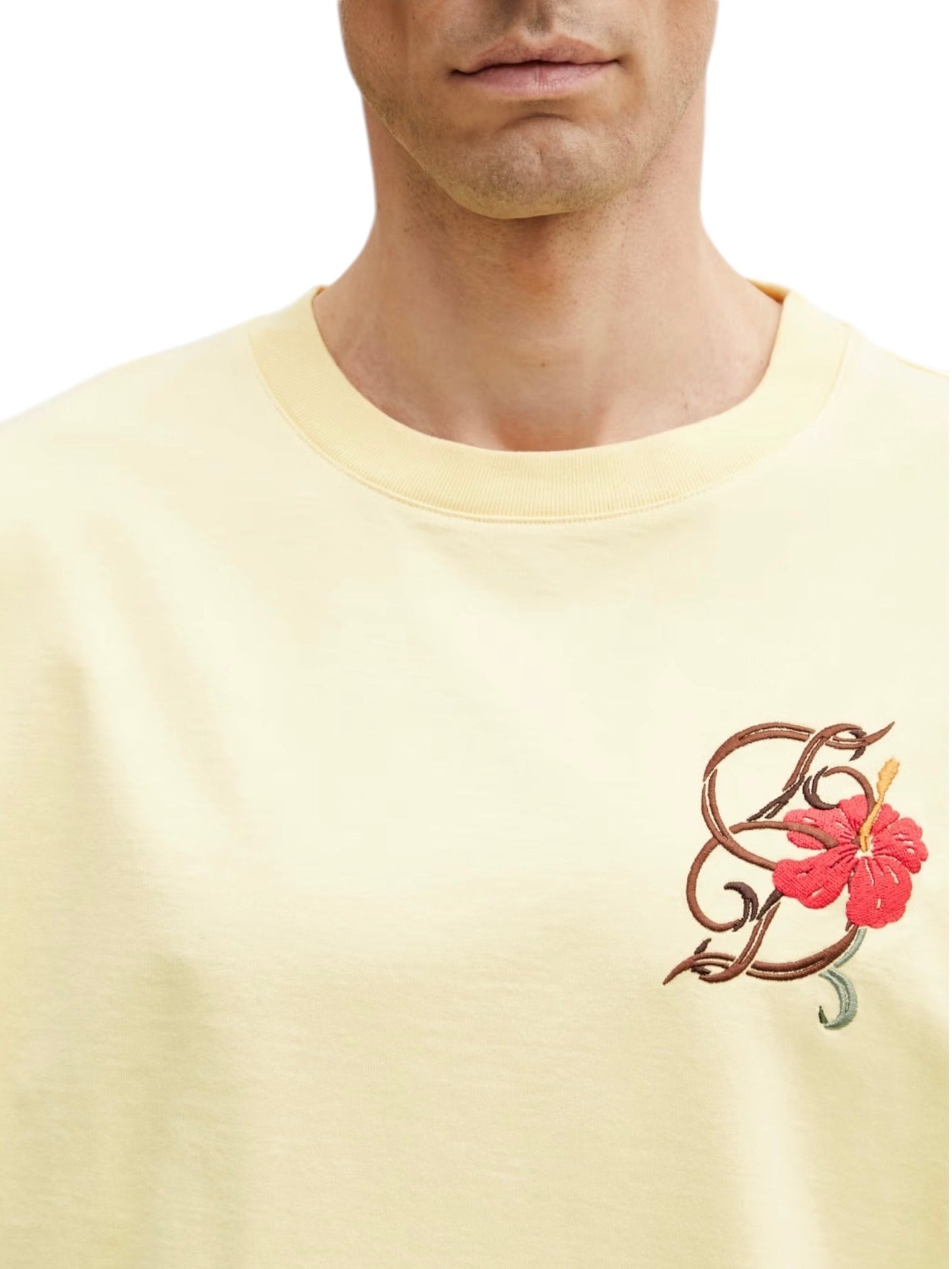 Drôle de Monsieur K-TS316-CO248-LYL T-Shirt D Hibiscu Yellow