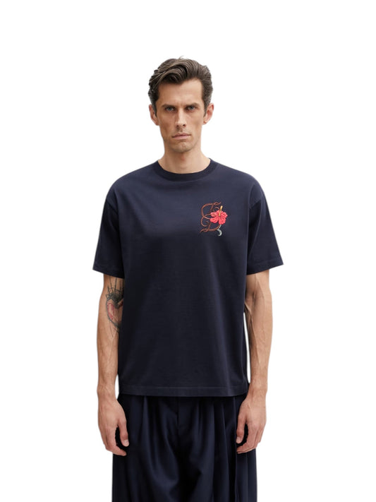 Drôle de Monsieur K-TS316-CO248-NY T-Shirt D Hibiscus Navy