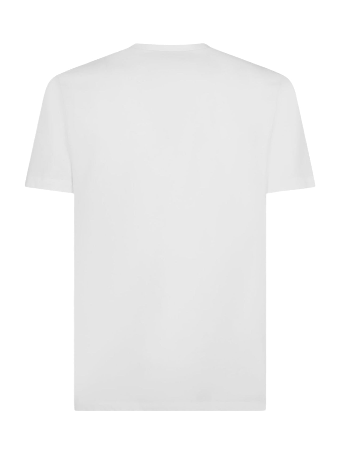 This Dsquared2 S71Gd1387 Regular Fit Tee Wht by DSQUARED2, crafted from 100% cotton, is displayed from the back. Made in Romania, the plain white design delivers classic comfort and style.