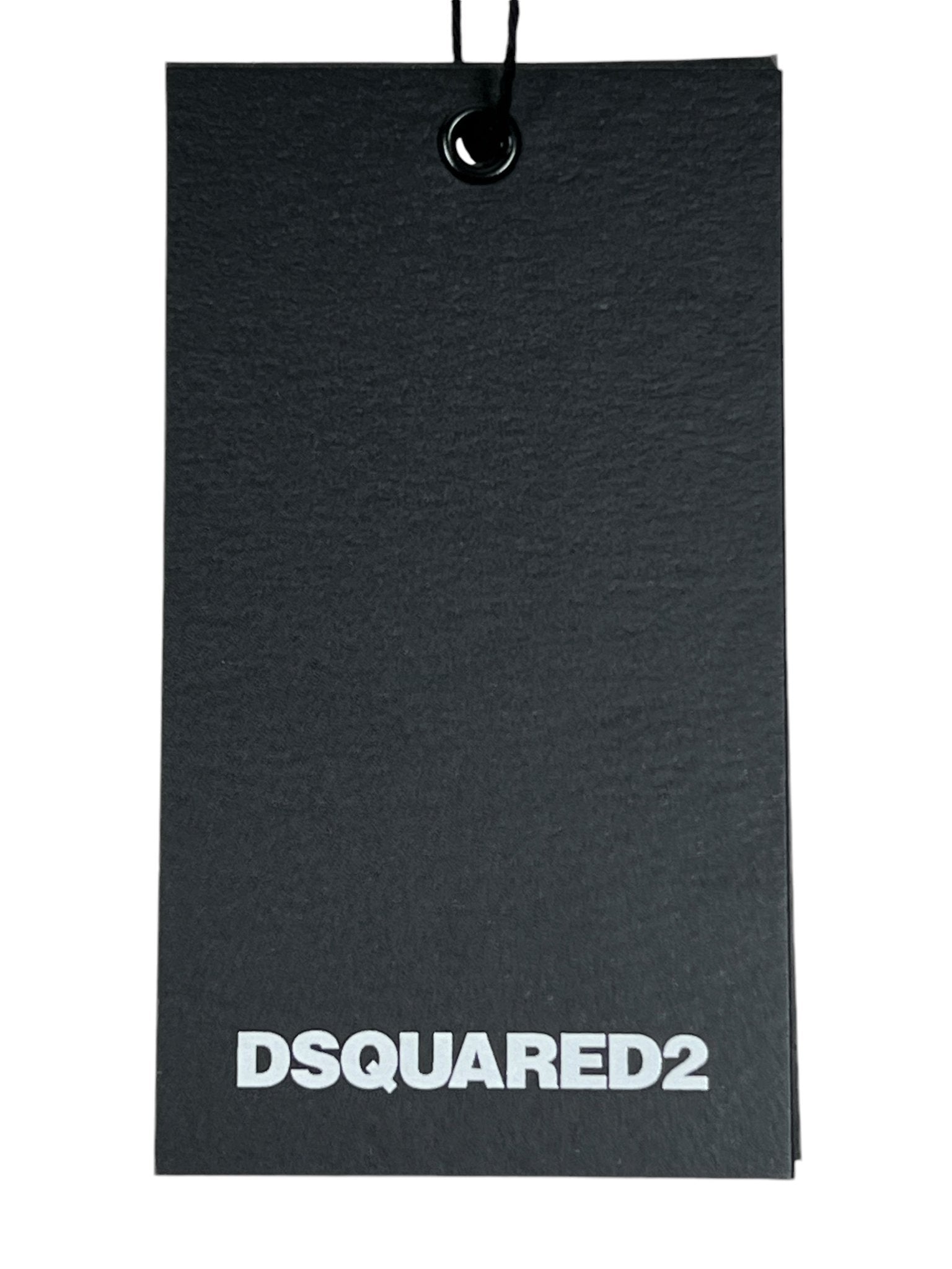 The black tag with white "DSQUARED2" complements the Dsquared2 S71Gd1462 Cool Fit Tee Green, making a stylish ensemble.