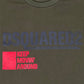Dsquared2 S71GD1462 Cool Fit Tee Green with a faded large DSQUARED2 logo at the top and "KEEP MOVIN' AROUND" in bold red text.