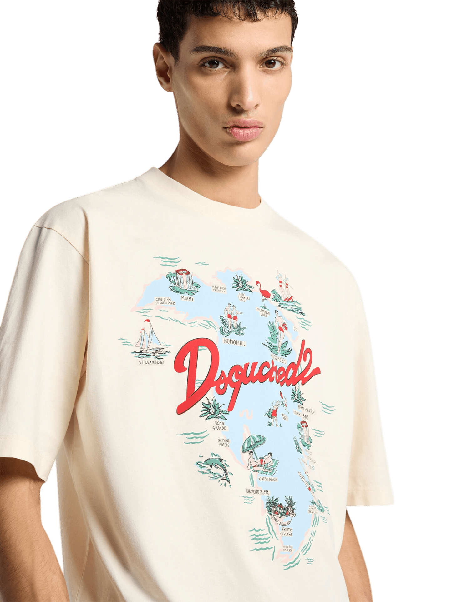 Dsquared2 S71GD1643 Loose Fit Tee Beige