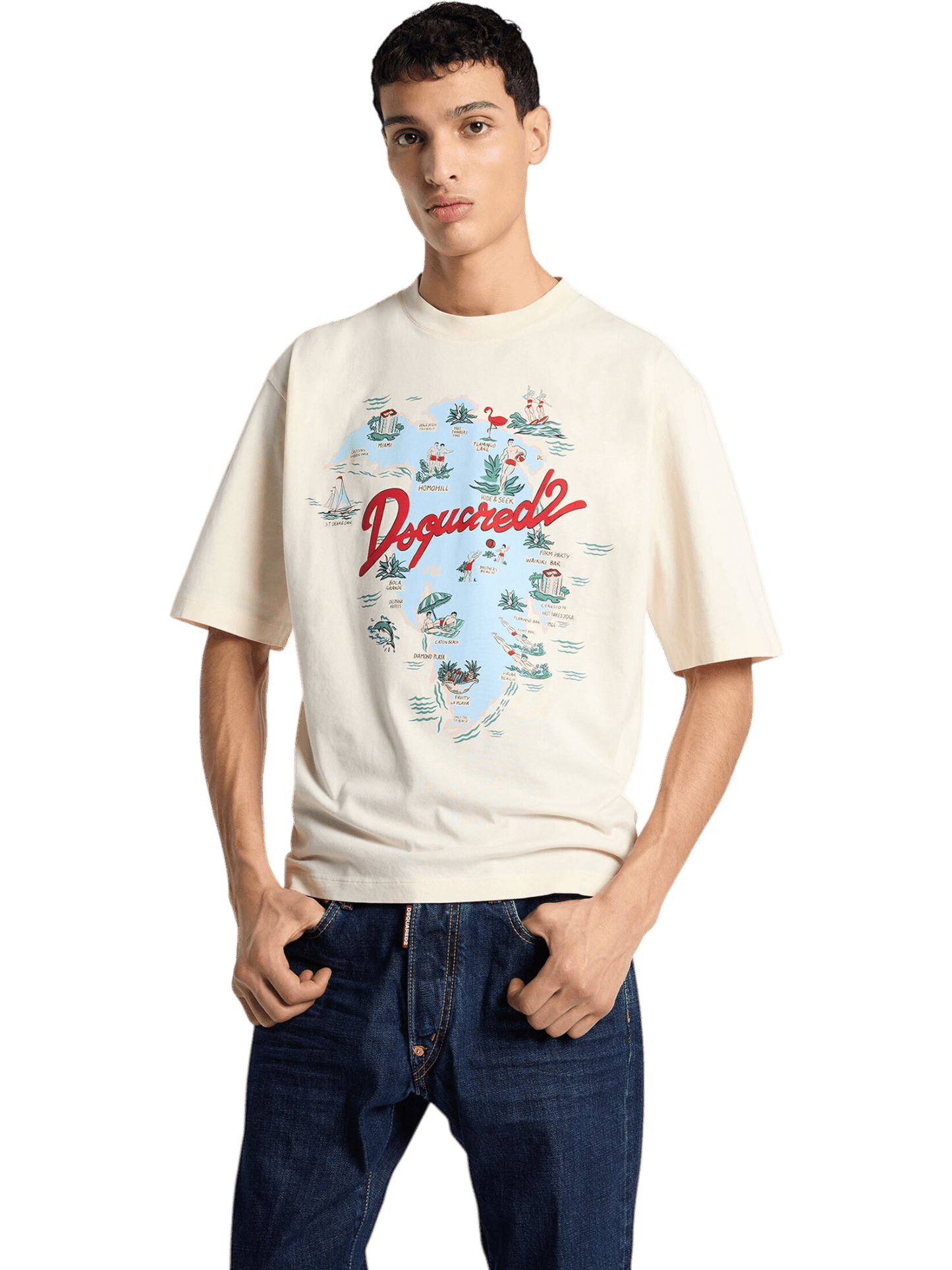 Dsquared2 S71GD1643 Loose Fit Tee Beige
