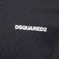 Close-up of the black Dsquared2 S74Gd1338 Cool Fit Tee, featuring the white text "DSQUARED2," showcasing a stylish choice.
