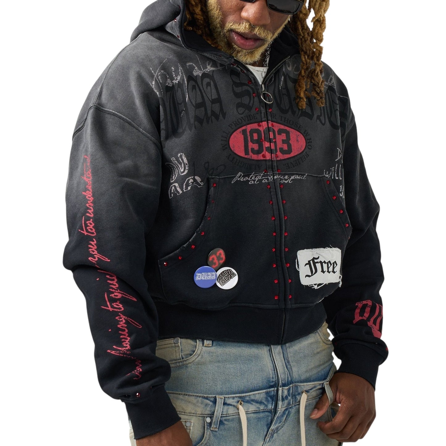 Duaa Stamp Hoodie Black