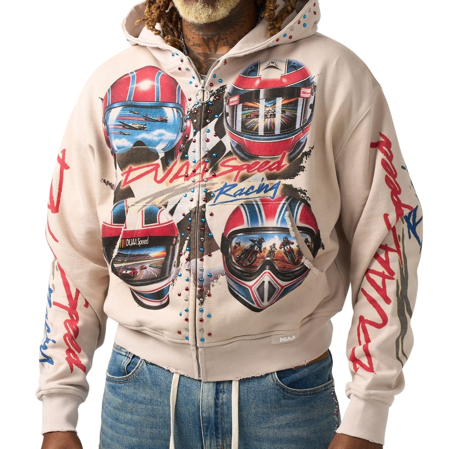 Duaa Velocity Washed Hoodie Beige