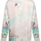 A long-sleeved FAMILY FIRST SHS2409 SHIRT DREAMS MC made in Italy, featuring a back design with a bird, abstract pastel colors, and the text "FAMILY FIRST" across the top.