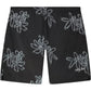 The Filling Pieces Chrome Swimshorts Black by FILLING PIECES feature a chrome flower print, drawstring waistband, fast-dry swimwear fabric, and subtle branding on the lower left leg.