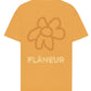Introducing the Flaneur Flower Doodle T-Shirt Org by FLANEUR, showcasing a bold abstract flower doodle graphic on the front and the word "FLÂNEUR" elegantly printed on the back. Crafted from soft cotton jersey for ultimate comfort and style.